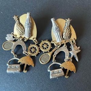 Signed Susan L. Richardson Vintage 1993 Coca Cola Vacation Earrings